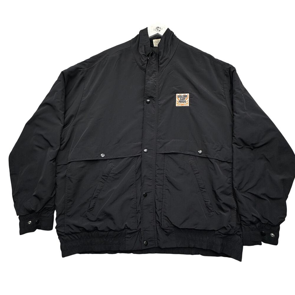 Vintage Unitog Work Jacket Mens XL Long Thinuslate Nylon Lined Golden Sun Feeds